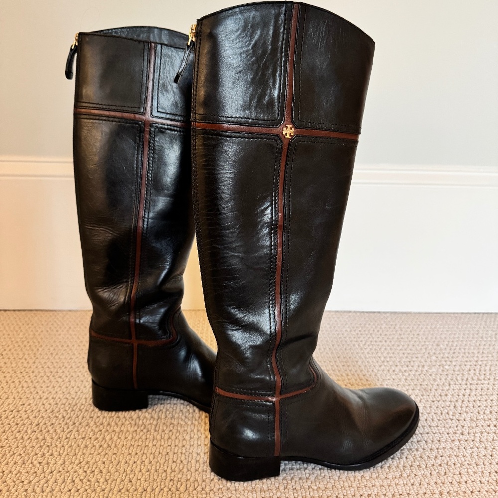 Tory Burch Riding Boots Black and Brown
